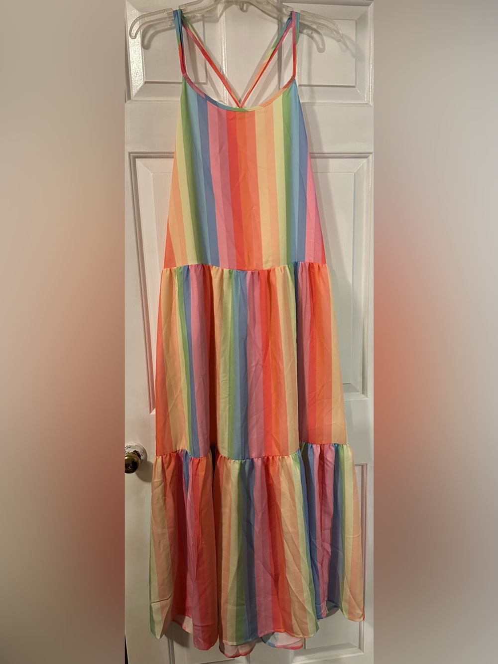 Women's Rainbow Stripe Maxi Dress - Multi